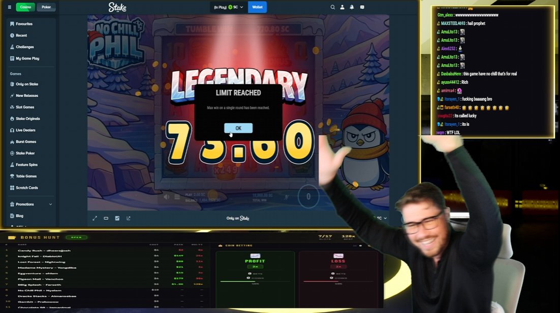 ProphetGG reacting to a $10,000 max win on No Chill Phil