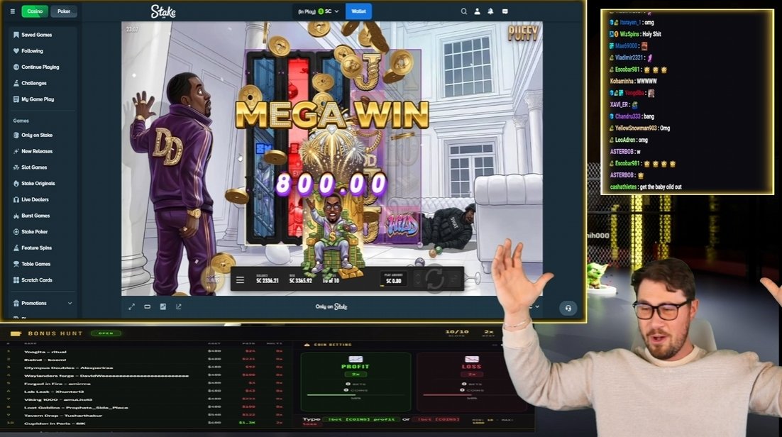 ProphetGG reacting to an $800 mega win trying new slots